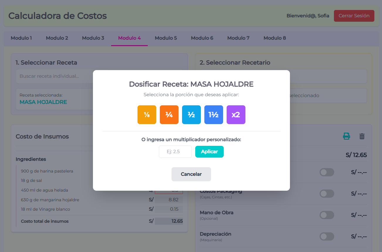 Gestión de Recetas y Dosificación