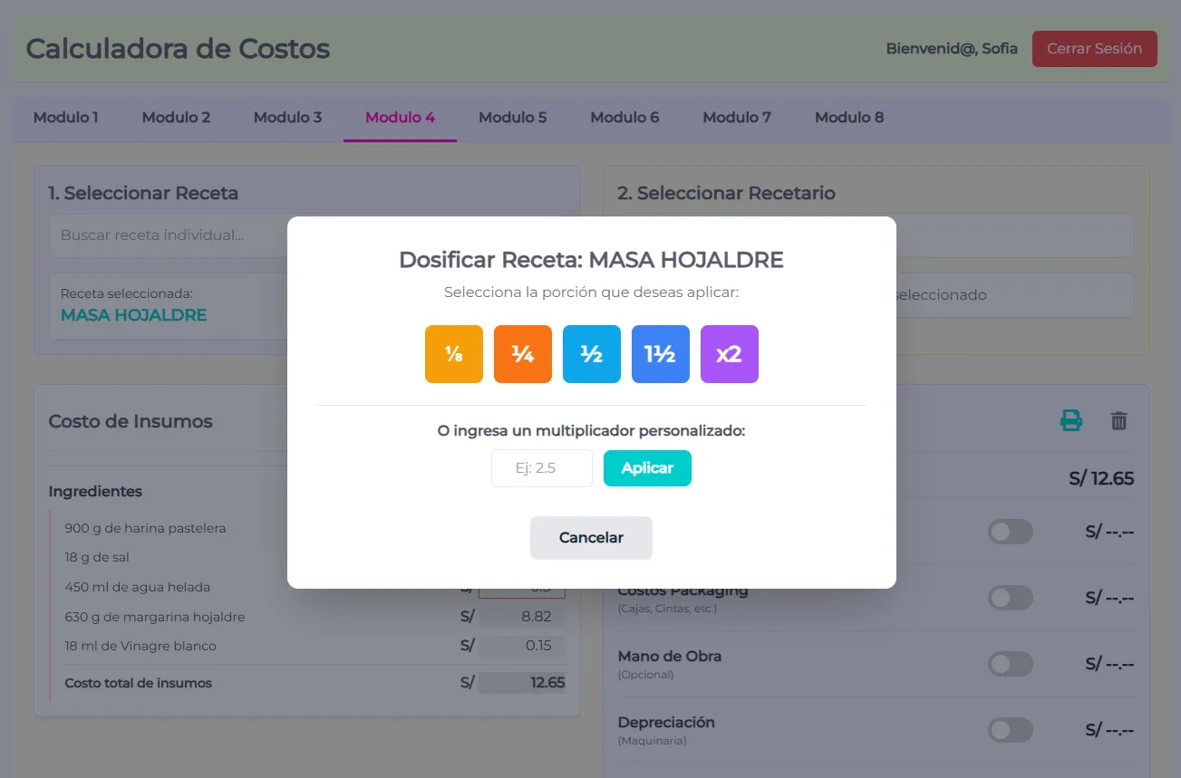 Gestión de Recetas y Dosificación